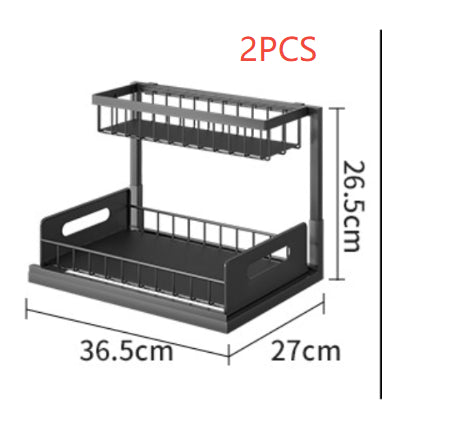 Kitchen Under Sink Pull-out Spice Storage Tiered Rack