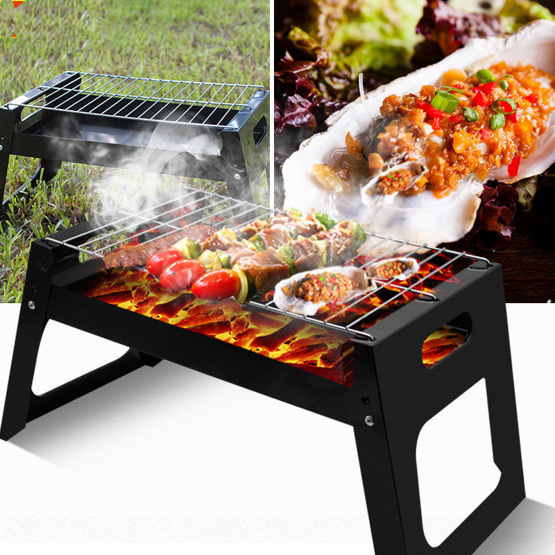 Folding Outdoor Barbecue Grill Iron