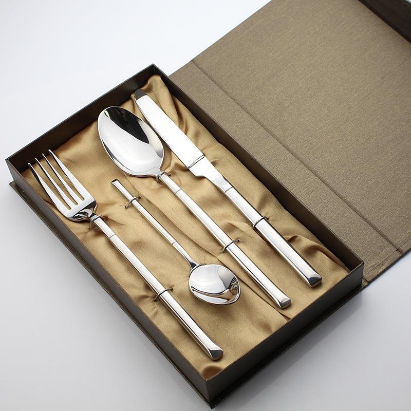 Cutlery Set Square Handle Western Tableware Steak Cutlery Four-piece Set