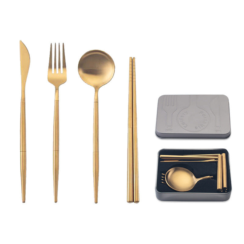 Stainless steel portable cutlery set