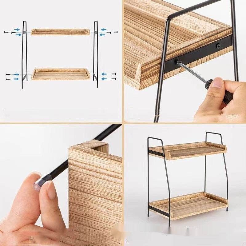 Wooden Kitchen Seasoning Rack Storage Rack