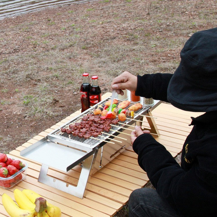 Outdoor Thickened Fold Stainless Steel Barbecue Grill