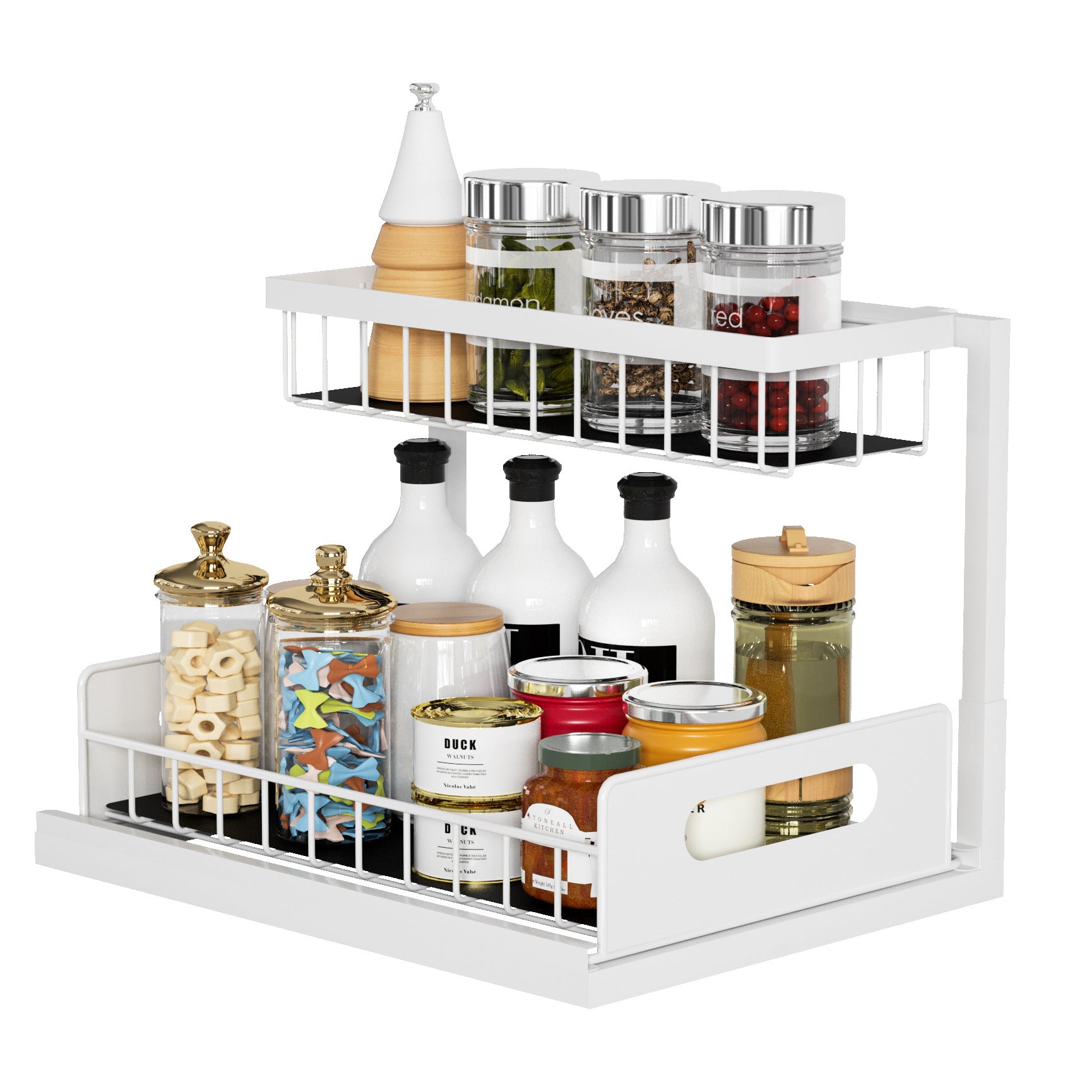 Kitchen Under Sink Pull-out Spice Storage Tiered Rack