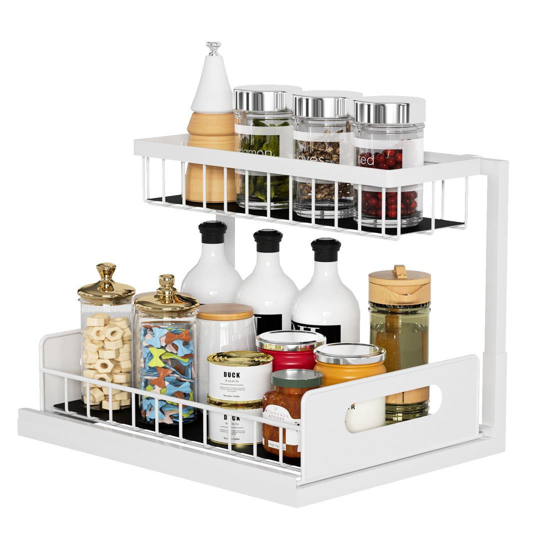 Kitchen Under Sink Pull-out Spice Storage Tiered Rack