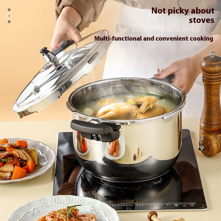 Household Double Bottom Universal Single Handle Multi-functional Large Capacity Stainless Steel Pressure Cooker